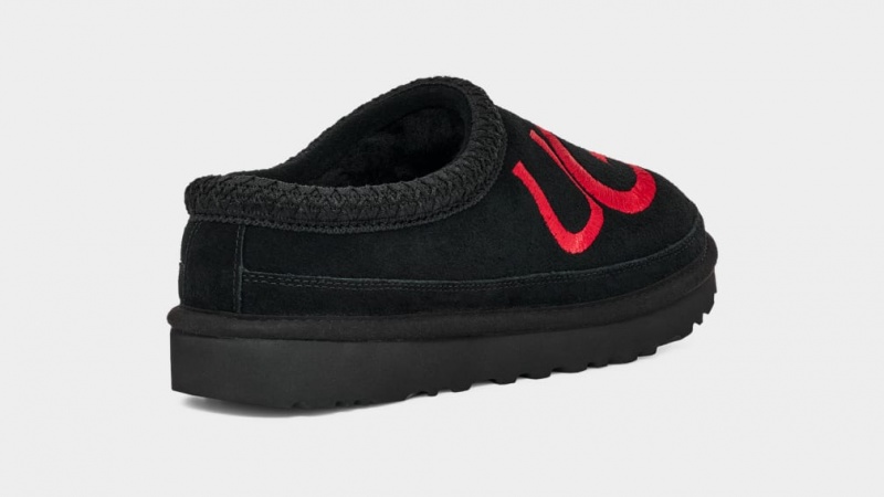 Ugg Tasman Logo Men's Slippers Black / Red | TYGQVCA-98