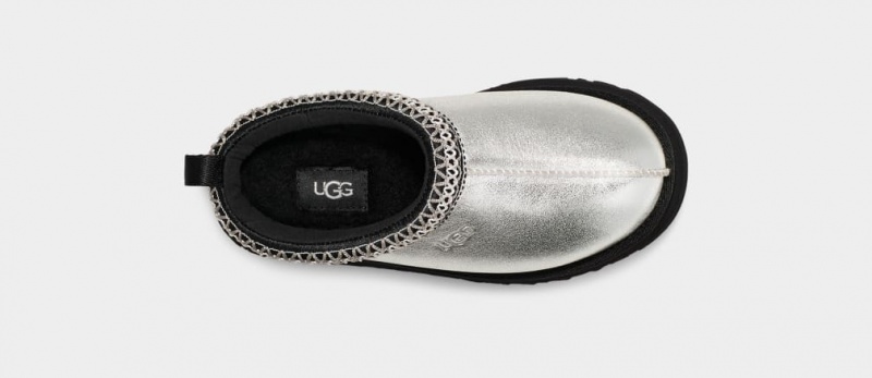 Ugg Tazz Leather Kids' Slippers Silver / Metal | JMBGTUH-72