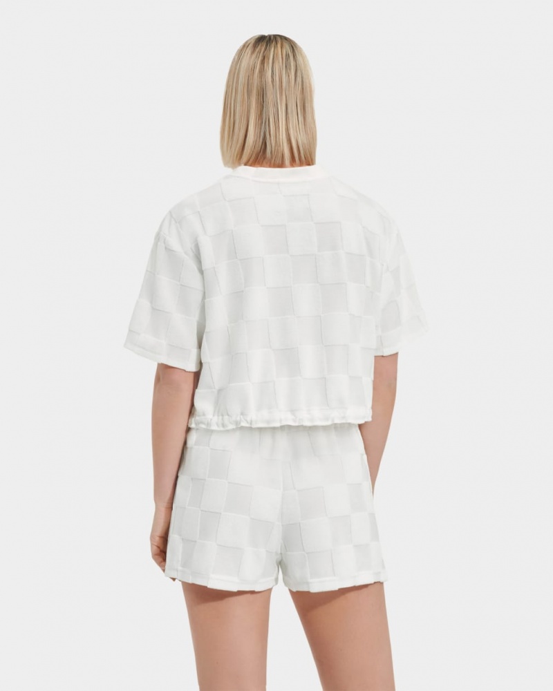 Ugg Teagin Sleeve Check Women's Tops White | XSZDHPV-90