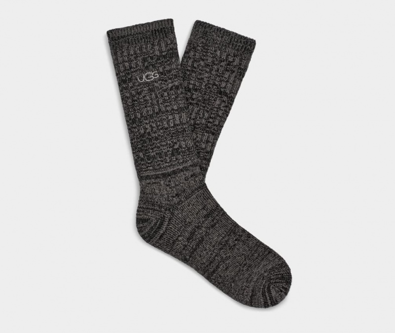 Ugg Trey Rib Knit Slouchy Crew Men\'s Socks Black | IJLATPG-20