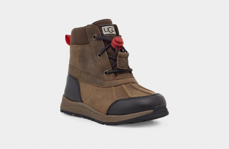 Ugg Turlock Leather Weather Kids' Boots Brown | BGDXAEM-90