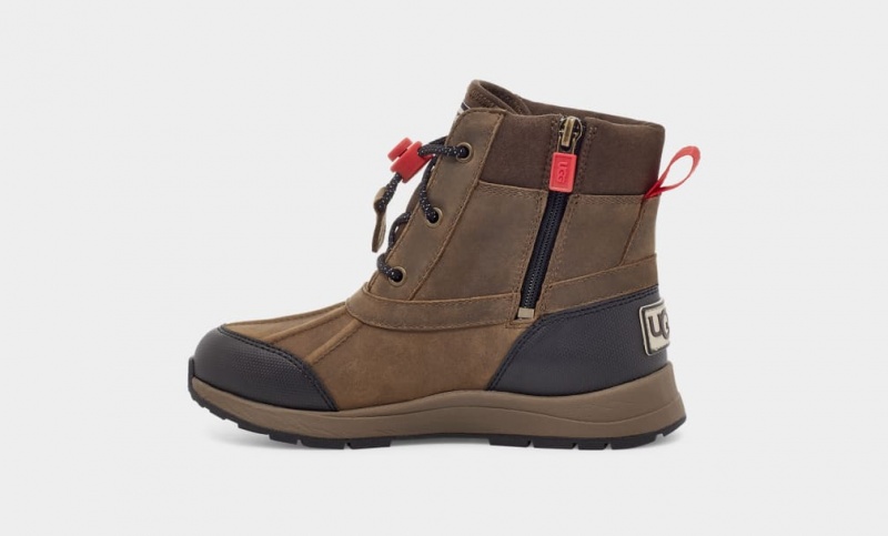 Ugg Turlock Leather Weather Kids' Boots Brown | BGDXAEM-90