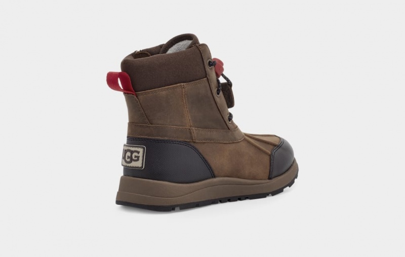 Ugg Turlock Leather Weather Kids' Boots Brown | BGDXAEM-90