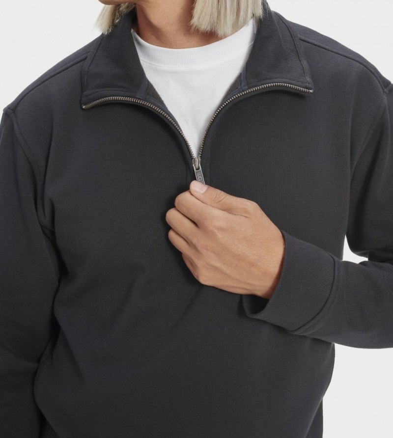 Ugg Zeke Half Zip Pullover Men's Sweatshirt Black | BFWYLHV-05