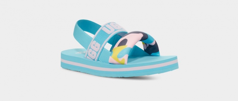 Ugg Zuma Sling Camopop Kids' Sandals Blue | FXAPQLE-97