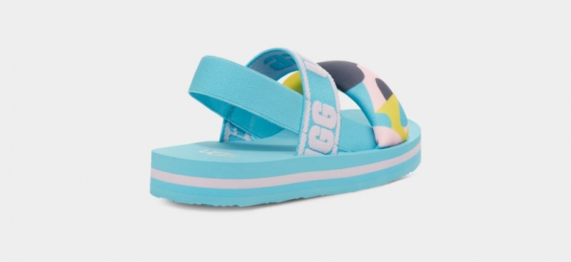 Ugg Zuma Sling Camopop Kids' Sandals Blue | FXAPQLE-97