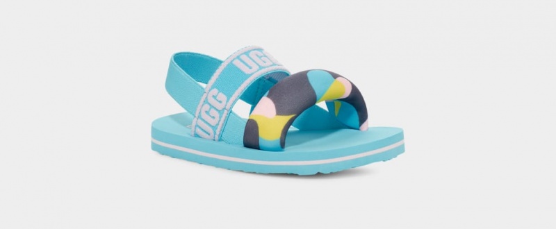 Ugg Zuma Sling Camopop Kids' Sandals Blue | YWVSKPN-26