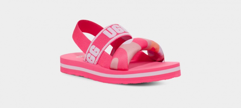 Ugg Zuma Sling Camopop Kids' Sandals Pink | EZYQOJH-75